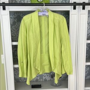 Chico's Vibrant Lime Linen Blazer